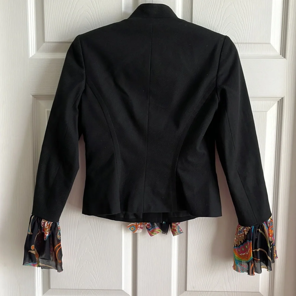 Trina Turk Black Blazer Jacket‎ with Silk Trim / SZ 2